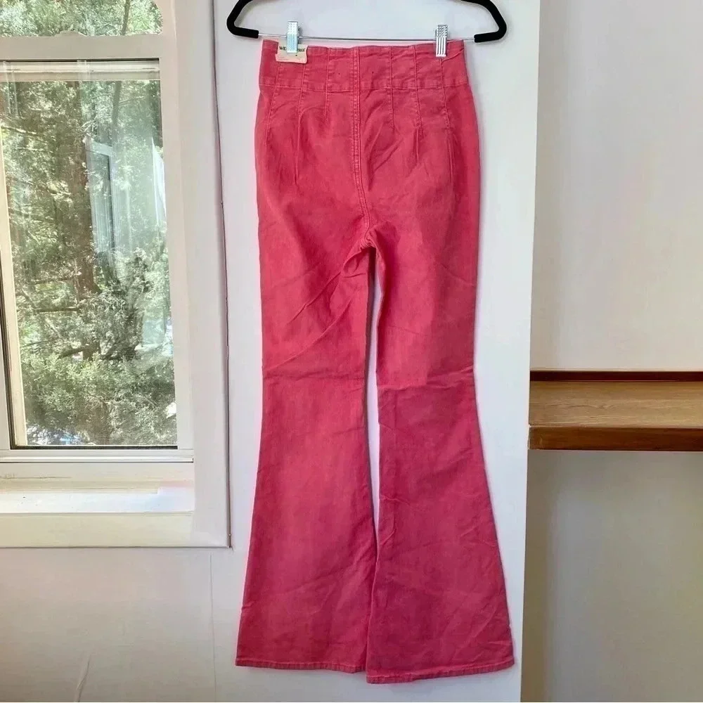 NWT Free People We The Free Jayde Cord Flare Jeans Hot Pink 26